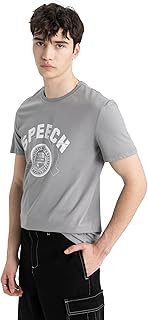 تيشرت رجالي بقصة ضيقة سليم فيت ورقبة دائرية وأكمام قصيرة من ديفاكتو B8477AX