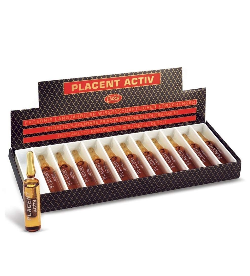 ELIDORPLACENTA ACTIV Hair Liquid 12 x 6ml Treatment lotion Italian care ACTIV strengthens and nourishes the hair regrowth ampoules