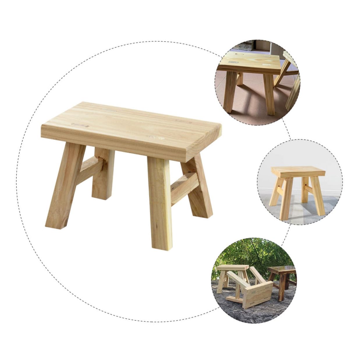 Alipis Kinder Tritthocker Holz 26x13x19cm Lackiert Stabiler Sitzhocker für Haushalt und Wc Leichter Sitzschemel für Kleinkinder und Alltag