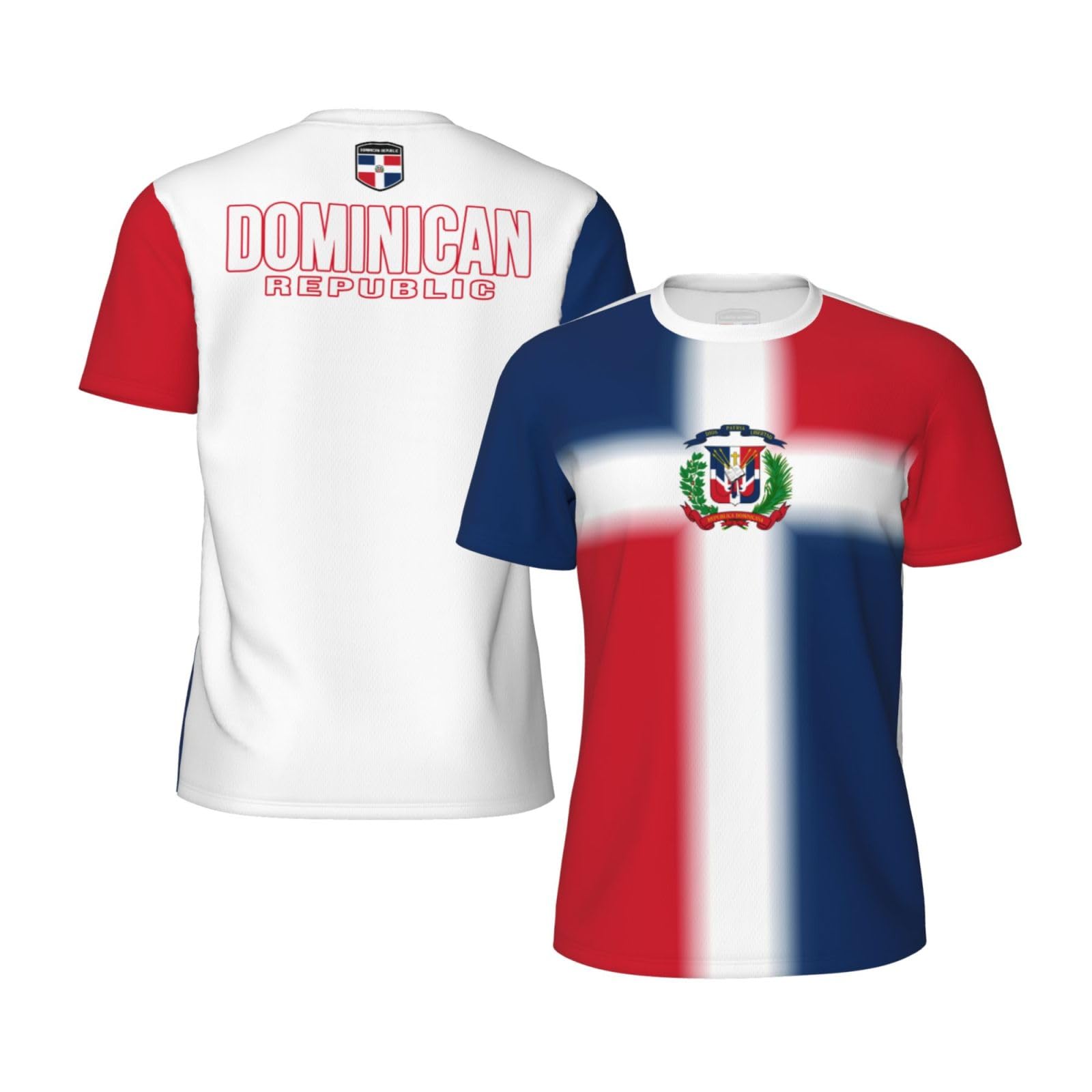 HACXZ Jersey Mesh T-Shirt Dominican Republic Flag Gradient Color 3D Print for Running Cycling Soccer Fitness Sports