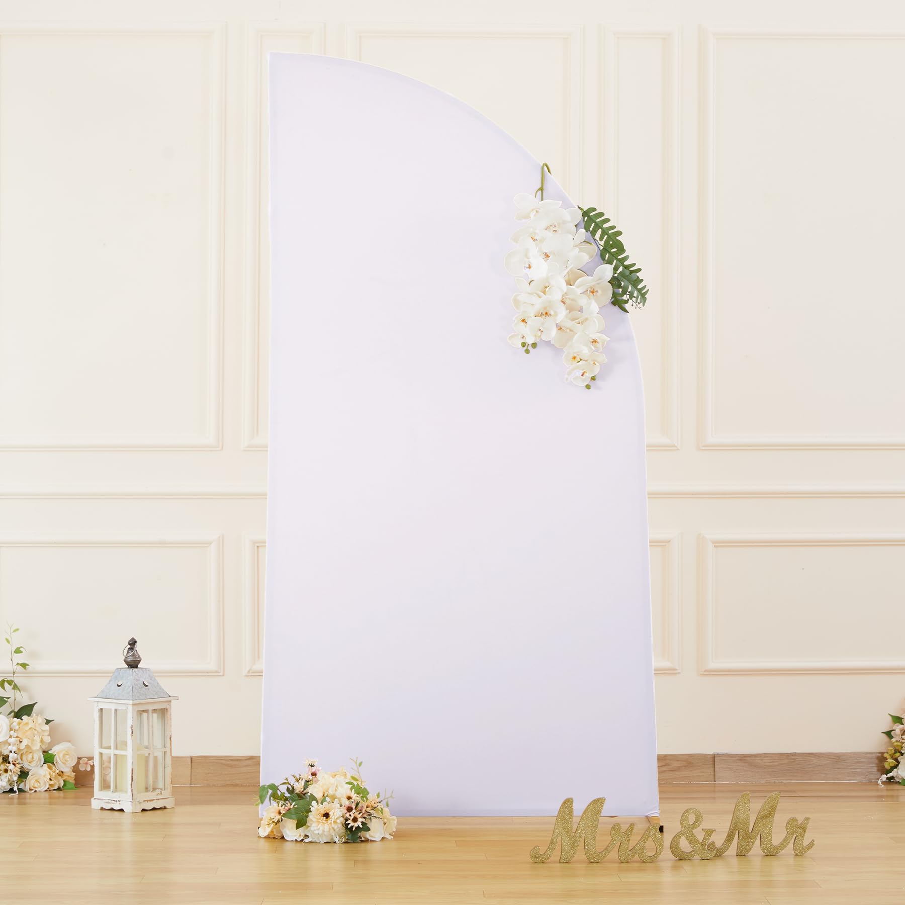 White Half Moon Arch Covers Wedding Arch Backdrop Cover for Weddings Birthday Parties Baby Showers Events – 6ft White Half Arch Fabric Cover Set