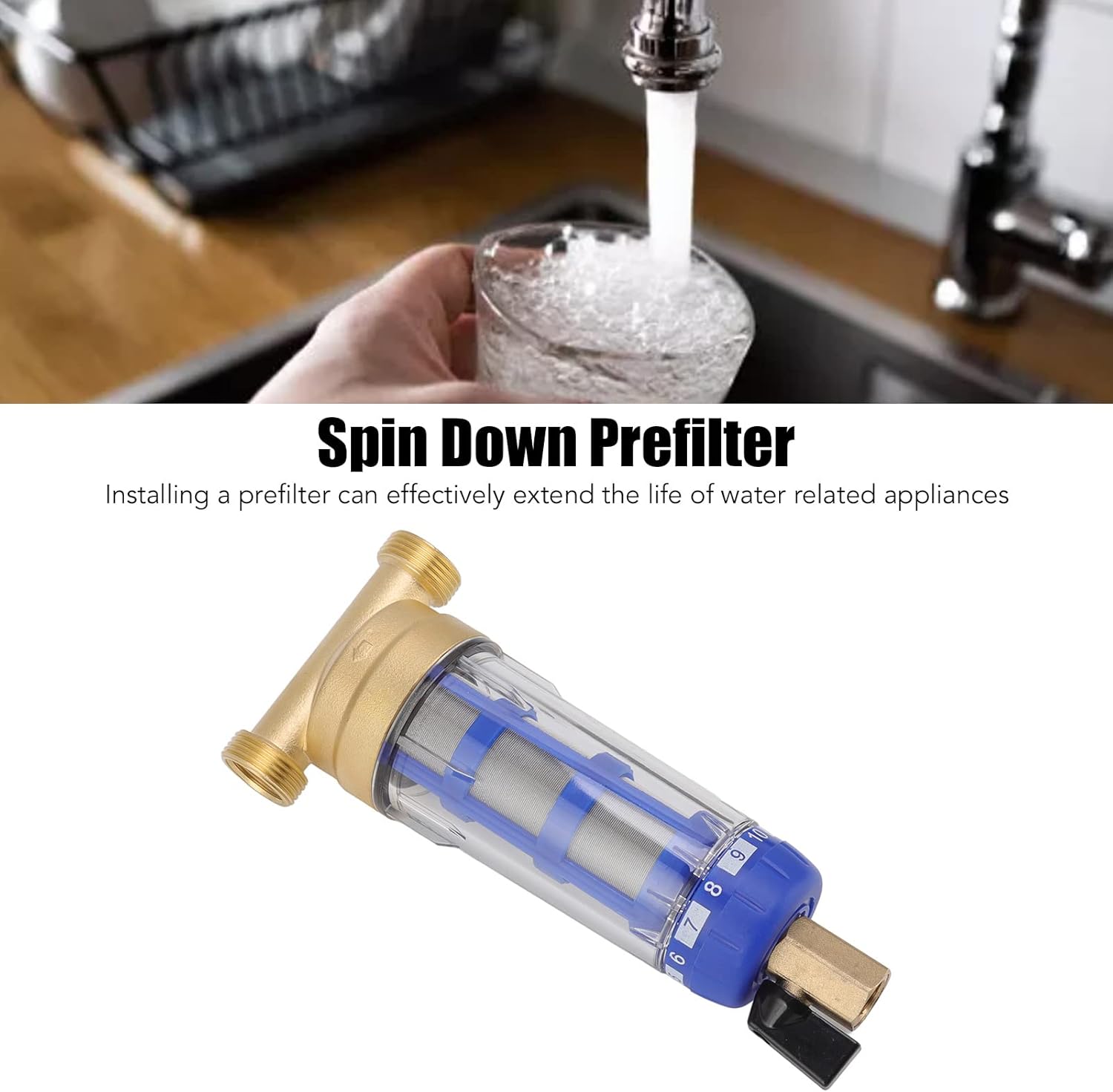 Spin Down Sediment Prefilter Kit, Spin Down Sediment Water Filter Anti Dezincification High Accuracy Filtration Refined Copper for Hotel
