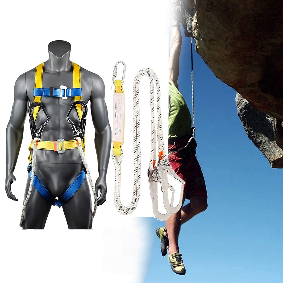 Buy WWDD Safety Fall Arrest KIT,3D Ring Safety Harness OSHA ANSI Roofer