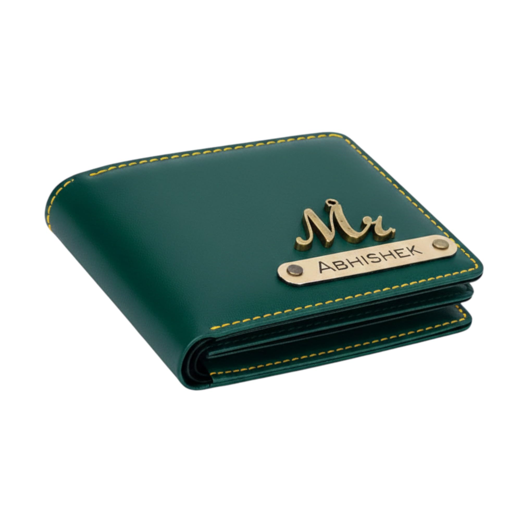 navya royal art Customised Men's Leather Wallet - Name & Logo Printed on Wallet for Gift, Green Color-picture-48