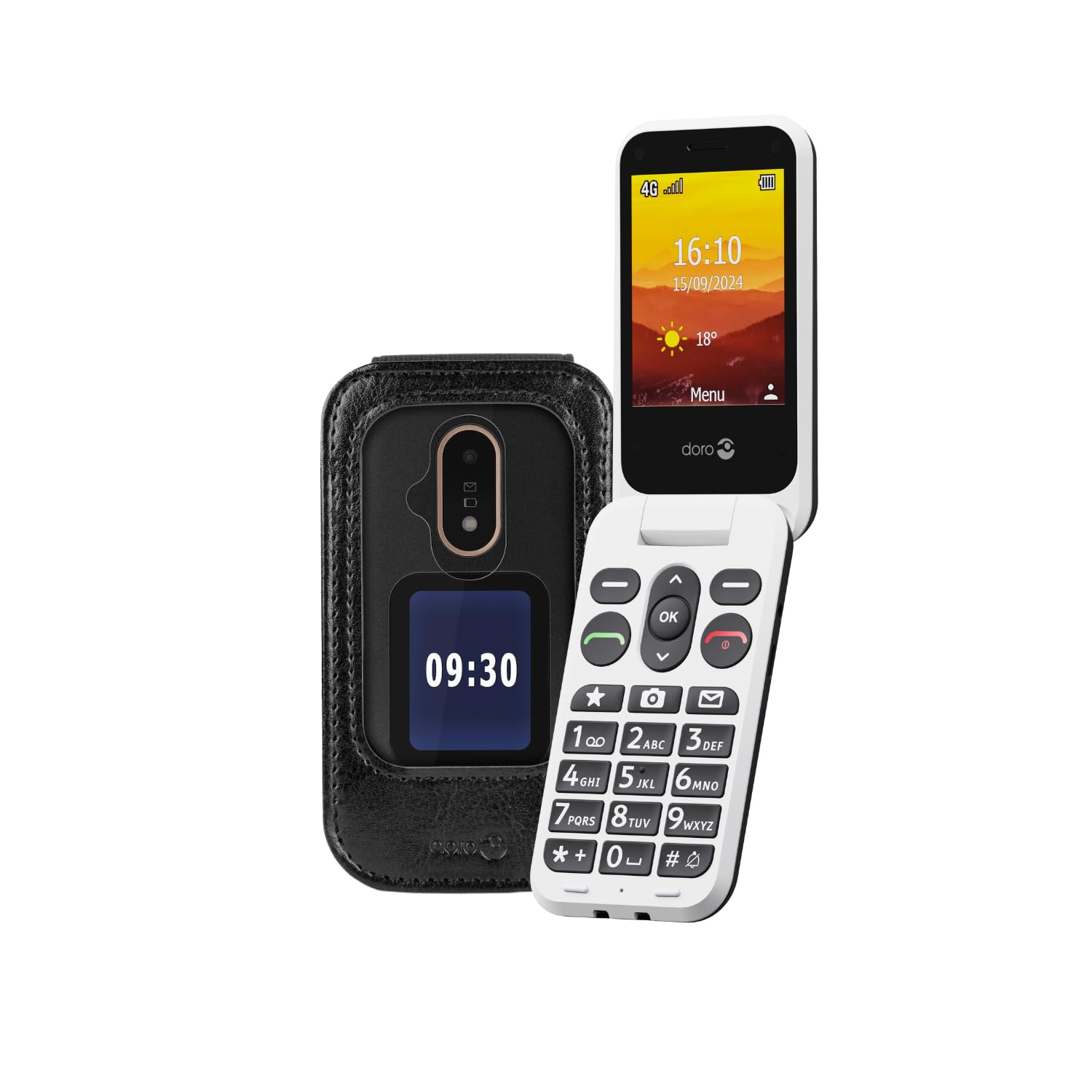 Doro Leva L20 Protect Pack - Cellulare sbloccato per anziani - Schermo grande orizzontale - Audio HD potente - Fotocamera - Pulsante di assistenza con localizzazione GPS - Telefono base senza Internet