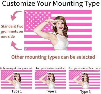 Customisable American Flag 3X5Ft, Personalised Design for Dorms, Bedrooms, Clubs, Concerts, Bars, Funny Poster Decor (Pink Flag)