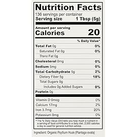 Anthony\'s Organic Whole Psyllium Husks, 1.5 lb, Dietary Fiber, Gluten Free, Non GMO, Keto Friendly