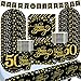 Vajilla Platos de Fiesta de Cumpleaños 50 Años, 16 Invitados Juego Platos y Vasos Elegantes Oro Negro con Vasos, Servilletas, Mantel y Guirnalda Feliz Cumpleaños 50 para Fiestas Decoración Adultos