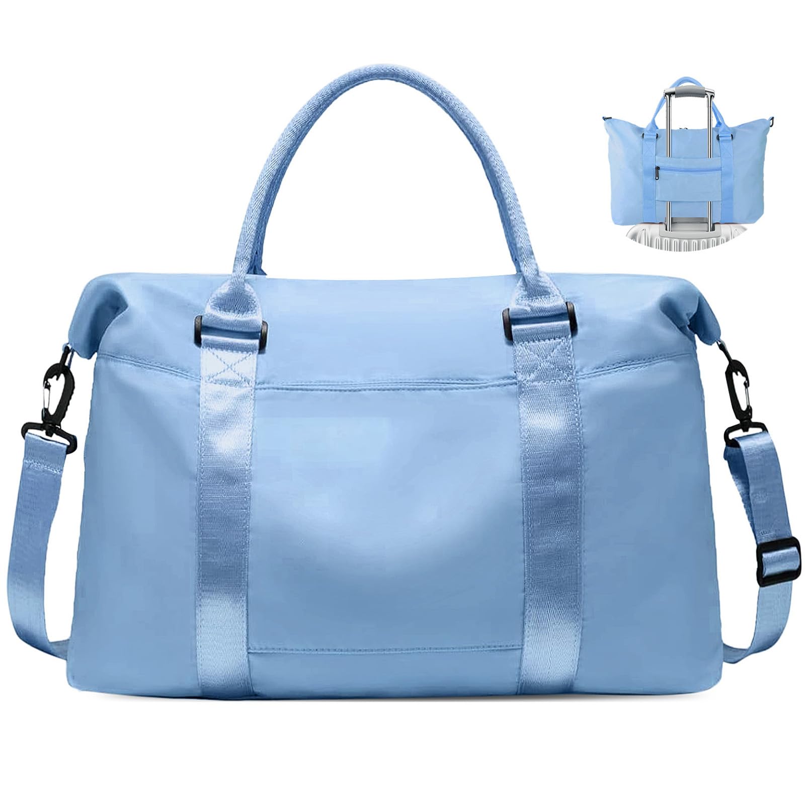 Travel Duffle Bag, Weekender Travel Bag Men Small Gym Bag for Women, Hospital Bag for Labor and Delivery, Overnight Bag Luggage Bag with Trolley Sleeve, Airplane Travel Essentials for Flying(Black)