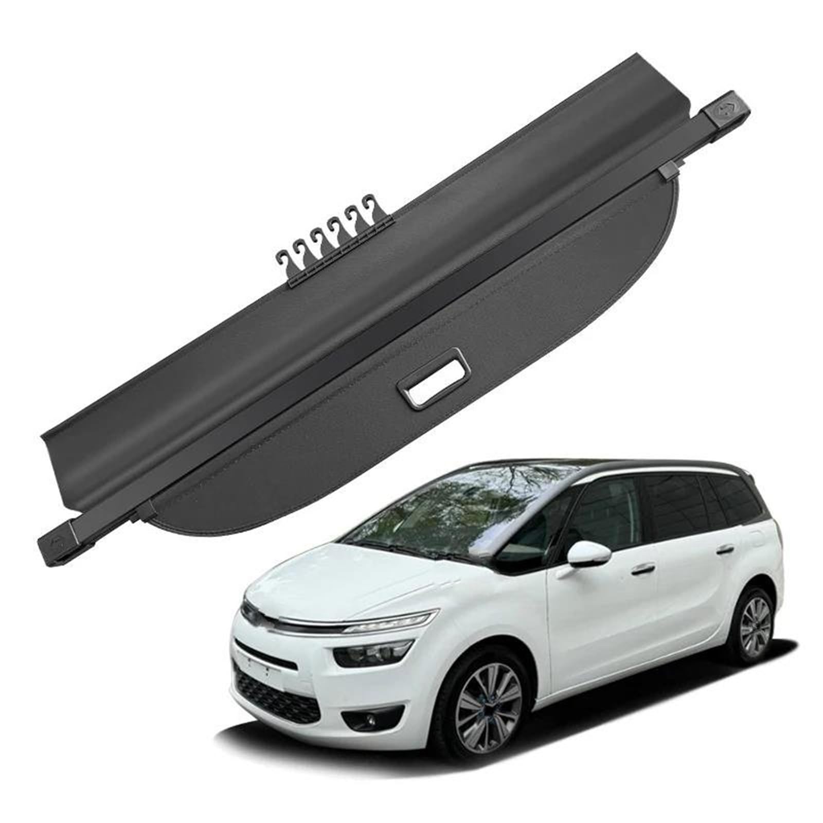 Generisch Kofferraumabdeckung Für Citroen Für Grand C4 Für Picasso 7 Sitzer 2014-2018 Versenkbare Trunk Cargo Abdeckung Anti-Peeping Schild Privatsphäre Auto Zubehör Laderaumabdeckung(Canvas)