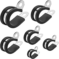 Vista 1 de 20 piezas de abrazadera de cable de 1/2 pulgada de acero inoxidable 304, abrazadera de tubo acolchada y aislante de tipo R, abrazaderas resistentes