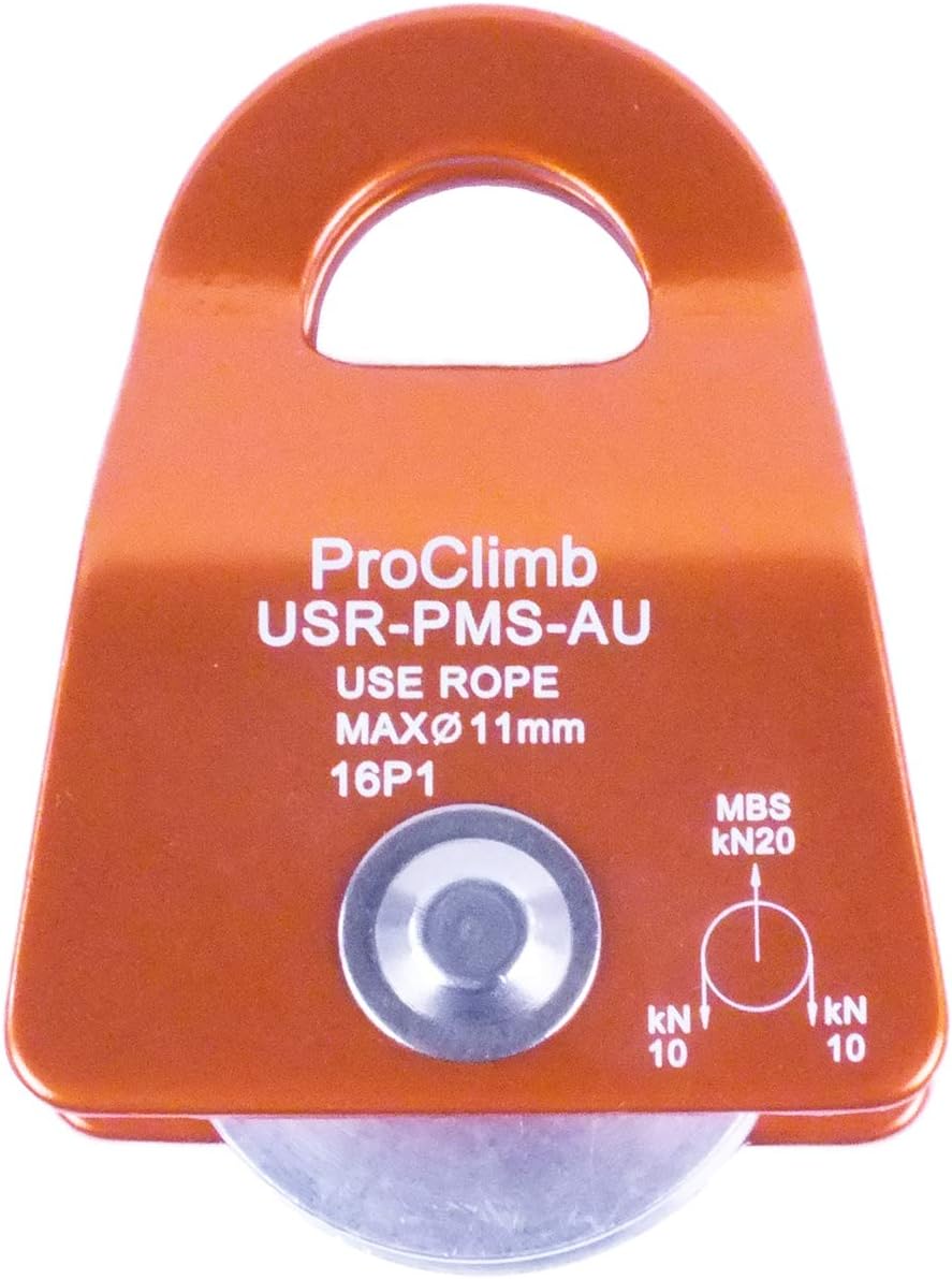 20 kN CE/UIAA Certified Single Sheave Micro Prusik Minding Pulley (Orange)