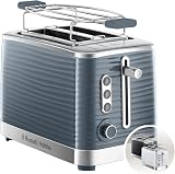 Russell Hobbs Grille Pain [Fentes Extra Larges] Inspire Gris (Design Moderne, Contrôle Brunissage ajustable, Tout type de pain, Décongèle, Chauffe Viennoiserie,Tiroir Ramasse Miettes) 24373-56 - 1