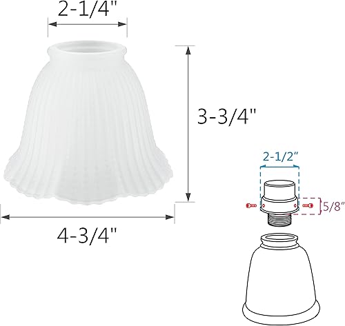 Miniatura 7 de Aspen Creative 23165-4 Pantalla de vidrio de repuesto para ventilador de techo con cuentas esmeriladas de transición, 2-1/4 pulgadas, 4-3/4 pulgadas