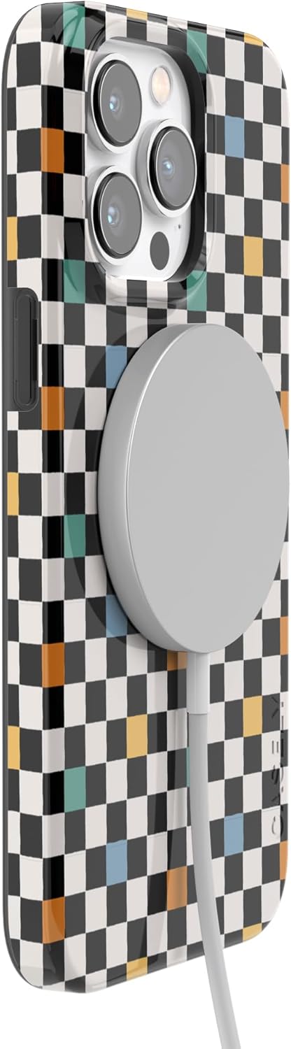 Casely iPhone 14 Pro Case | Old Skool | Retro Checkerboard | Compatible with MagSafe | Classic Ultra Slim Design