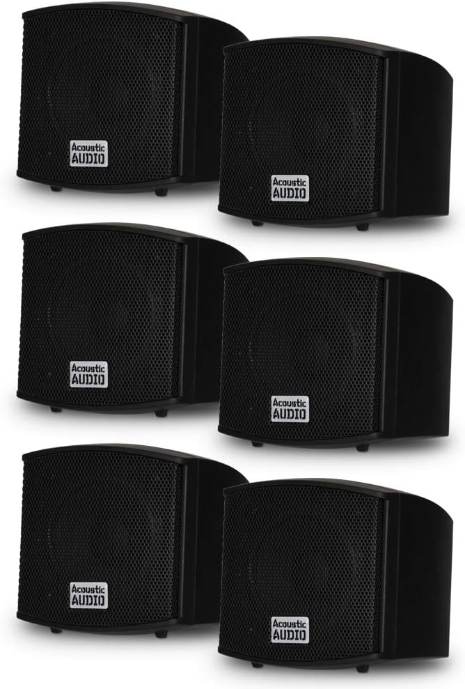 Acoustic Audio AA321B Mountable Indoor Speakers 1200 Watts Black 3 Pair Pack AA321B-3Pr