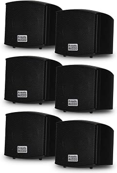 Acoustic Audio AA321B Mountable Indoor Speakers 1200 Watts Black 3 Pair Pack AA321B-3Pr