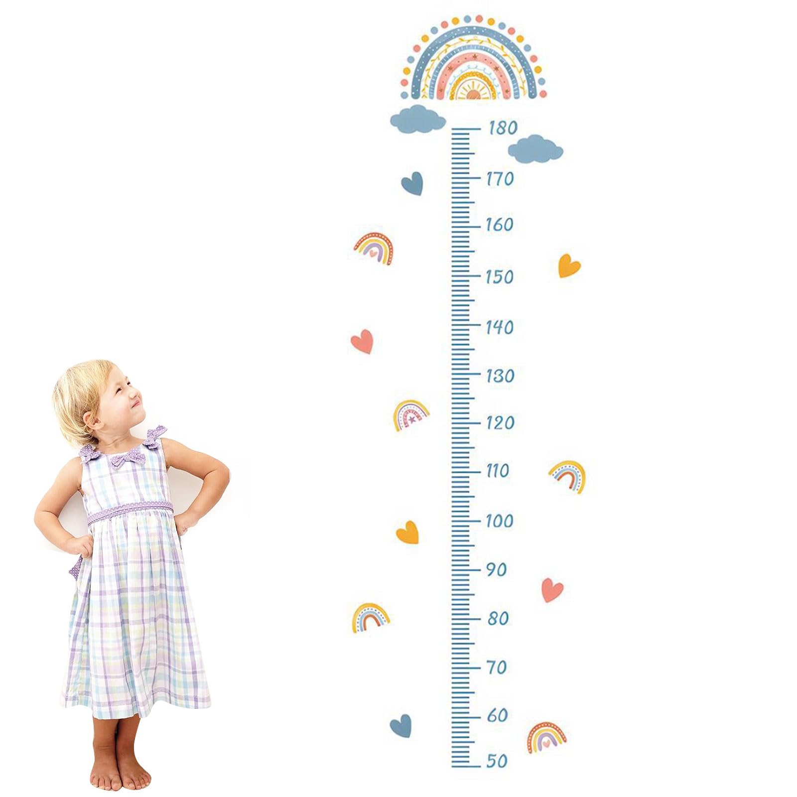 Baby Height Growth Chart,Baby Growth Chart,Wall Hanging Height Measuring Ruler,Wall Hanging Growth Chart,Animal Height Chart Wall Sticker for Kids,Removable Wall Decoration,50-180CM (Blue)