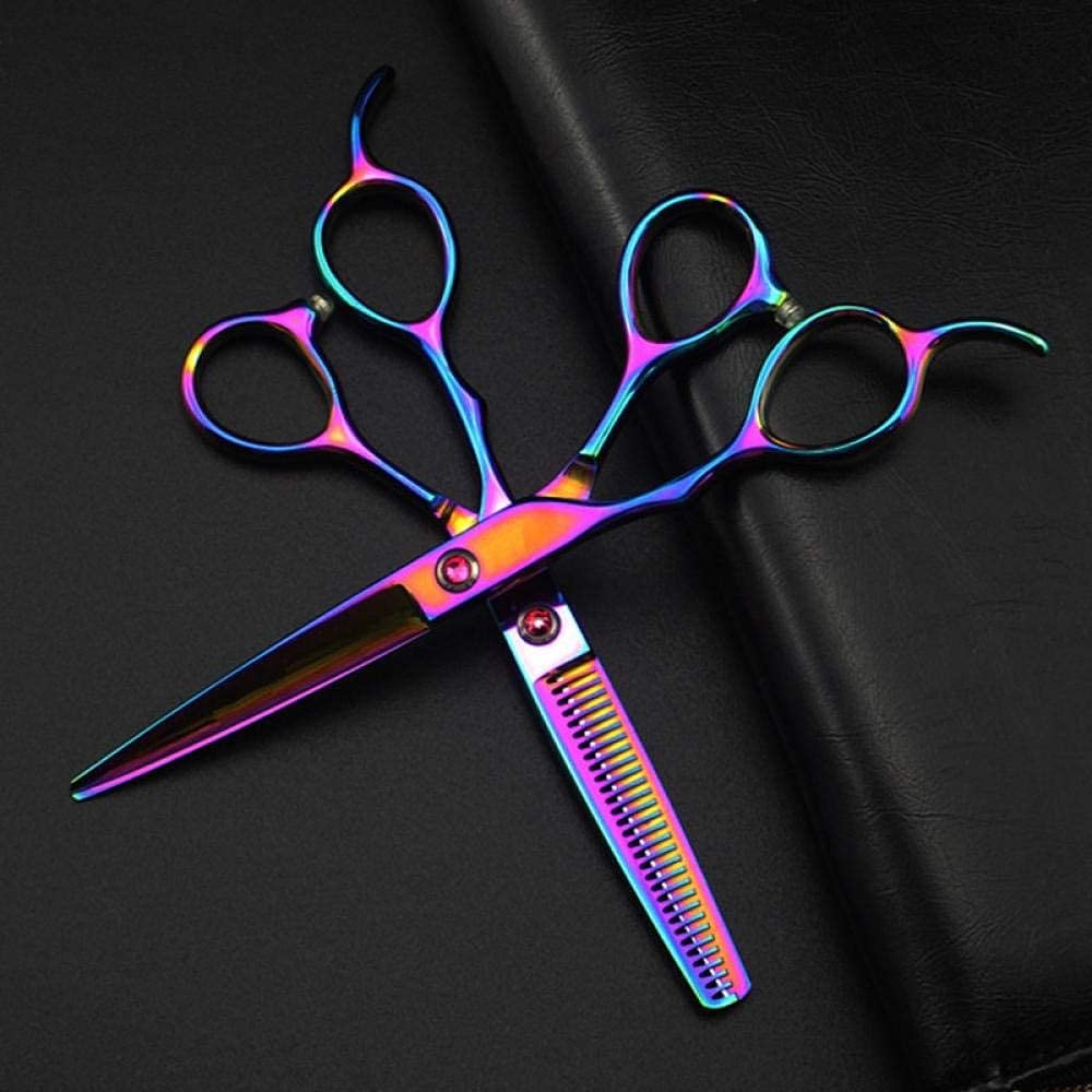 Ciseaux de Coiffure 5 Couleurs 440c pour gaucher, kit de Coupe 6 Pouces pour effiler Les Cheveux (Vert, Taille Unique) (Ensemble)