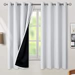 BGment Blackout Rideaux 2 Panneaux - Rideaux extérieurs noirs pour les rideaux de fenêtre à isolation thermique de la chambre 63 Inches Long, Blanc Grisâtre, Chaque panneau 52 x 63 1 cm