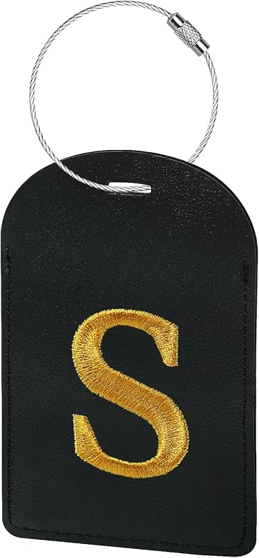 Gloppie Etiquetas de equipaje con inicial Etiqueta de equipaje aprobada por la TSA para valija Negro S | Inicial personalizada, protección total de la privacidad, instalación rápida, identificación sencilla, funciona con todo tipo de equipaje