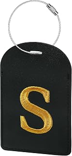Gloppie Etiquetas de equipaje con inicial Etiqueta de equipaje aprobada por la TSA para valija Negro S | Inicial personalizada, protección total de la privacidad, instalación rápida, identificación sencilla, funciona con todo tipo de equipaje