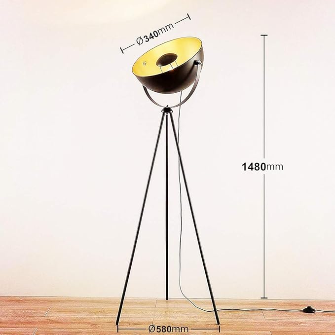 Osasy Staande lampen Vintage vloerlamp, driepoot Staande lamp met metalen kap - 1,48 cm, voor Decor & verlichting woonkamer en slaapkamers photo 2