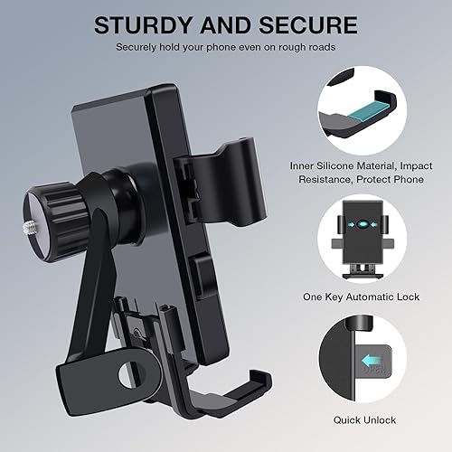 Miniatura 2 de Soporte para teléfono de moto mejorado para teléfono de bicicleta para iPhone 151413 más teléfonos de 4.7-6.7 pies, negro (espejo retrovisor)