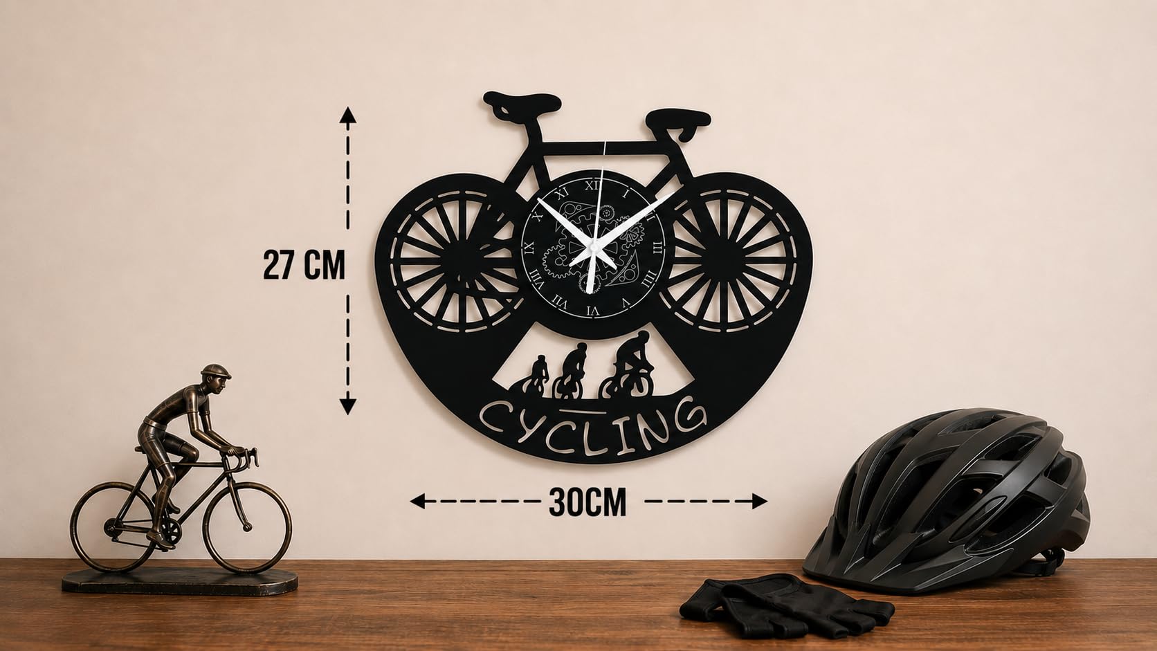 Zegar ścienny Sport Rower Jazda na rowerze Cycling Winyl Rower górski Prezent dla entuzjastów sportów rowerowych