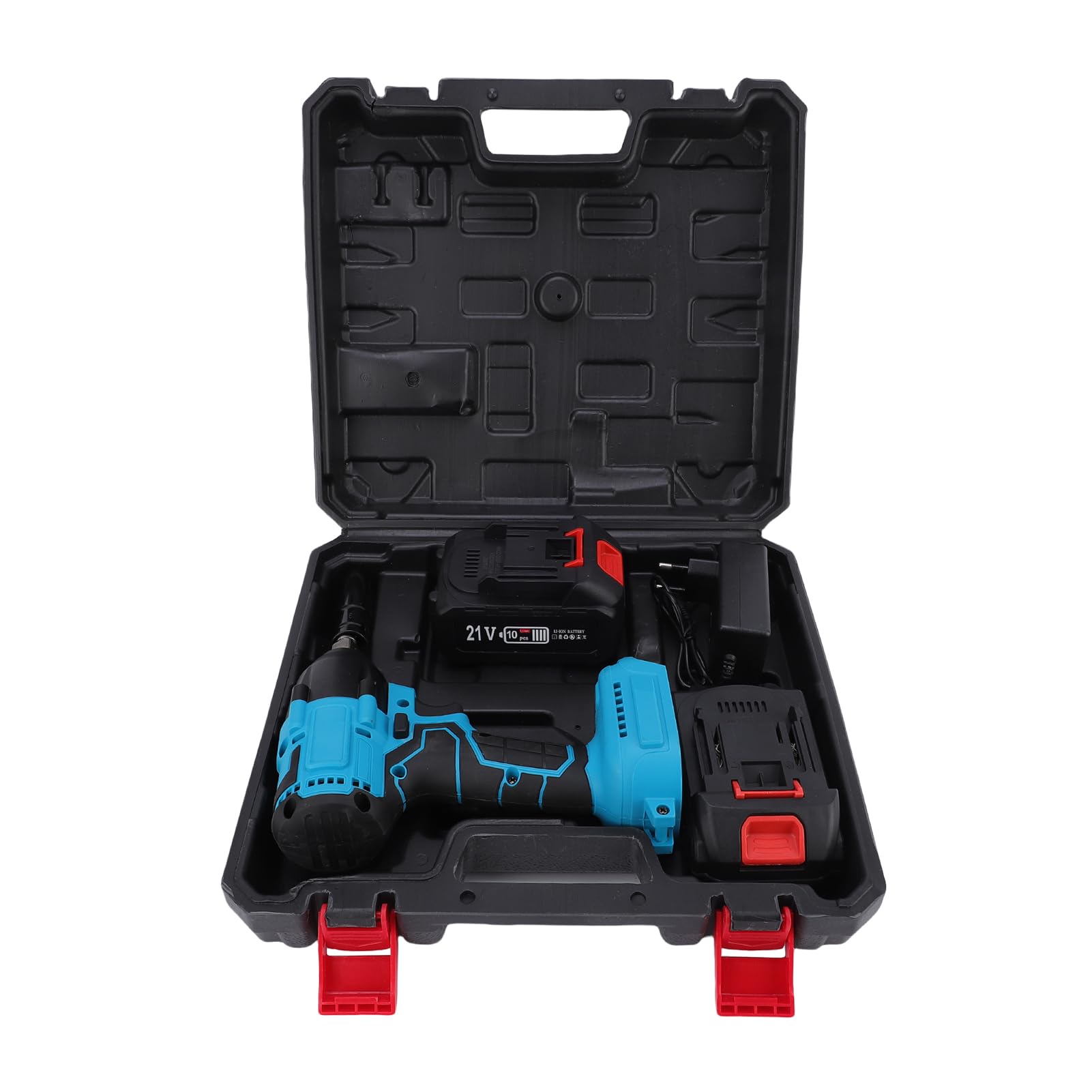 Juego de Llave de Impacto Portátil sin Escobillas, Inalámbrica, 21 V, con par Alto 400 N.m para Mantenimiento Cortacésped, Kit Destornillador Impacto Eléctrico 1/2 Pulgada, Baterías 3,0 Ah