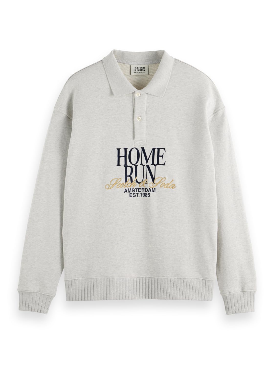Scotch & Soda Polo Relaxed Fit Sweatshirt, Light Grey Melange 050, M