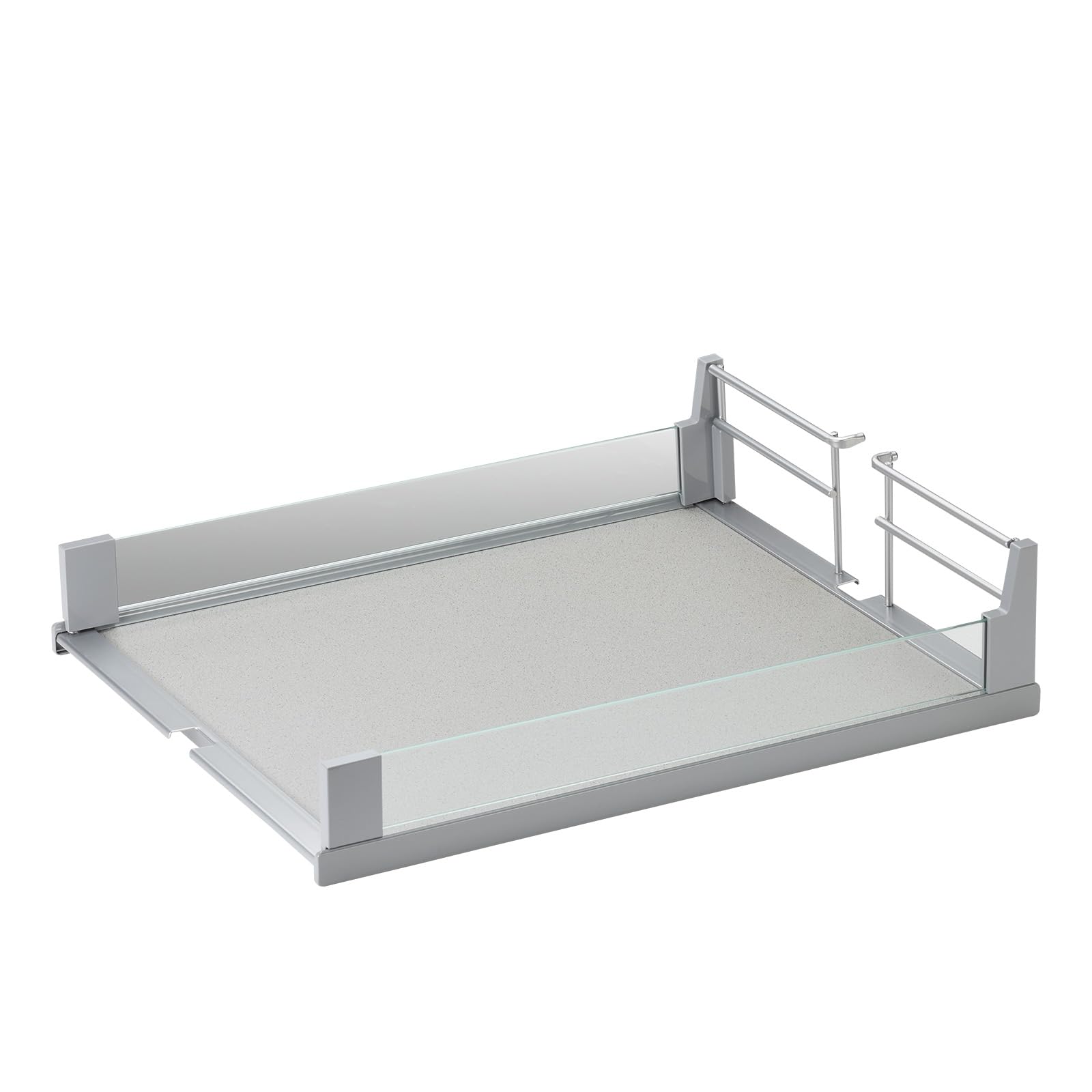 SOTECH Arena Einhängetablar 400 mm (352 x 464 x 108 mm) Silbergrau mit Glasreling für Apothekerauszug DISPENSA, DISPENSA junior & DISPENSA Swing, Kesseböhmer