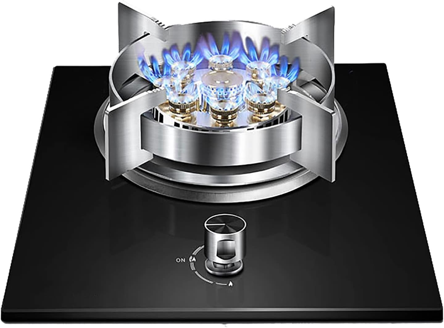 Profession Gas hob Built-in Gas Stove 1 Zones Wok 5.2kW Nine Cavity Fierce Fire Black Glass Or Stainless Steel Cooking Cooker [Energy Class A] (Color : B Size : NG) (D LPG)