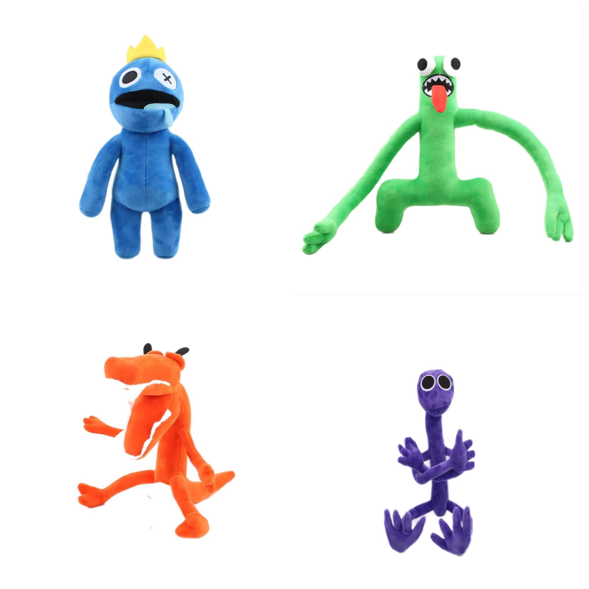 Murkzure Rainbow Friends Blue Plush,Rainbow Friends Green Plush,Scary Rainbow Friends Plush,They are Great Gifts for Fans and Kids. (4Pcs)