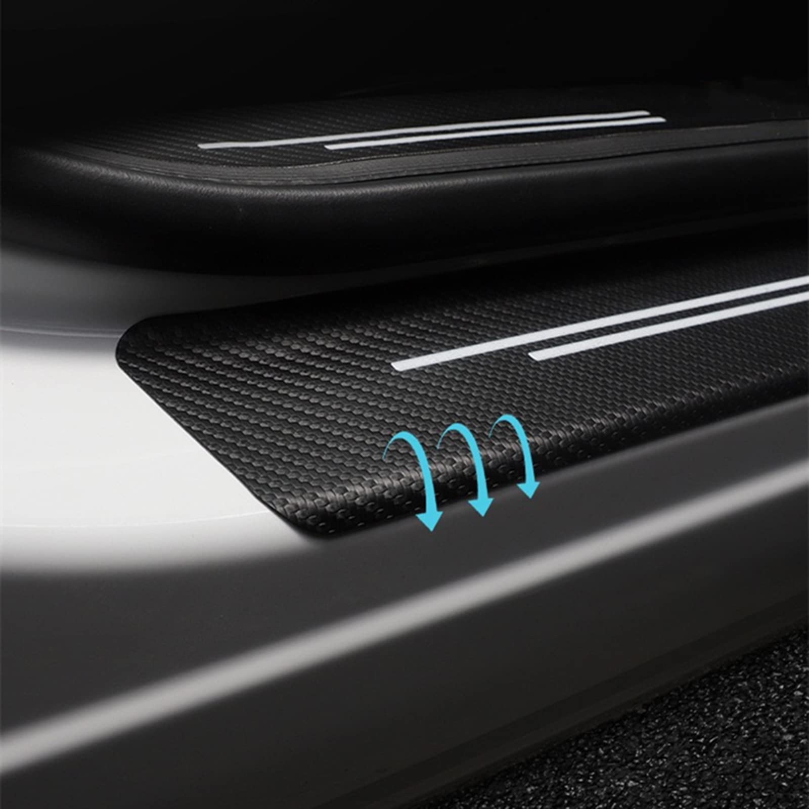 4 Pezzi Battitacco per Auto Sticker, per Ford ST-Line ST Line stline Accessori Tuning, Adesivo per Il Bordo della Davanzali Pellicola AntiGraffio Porte in Fibra Carbonio,Red
