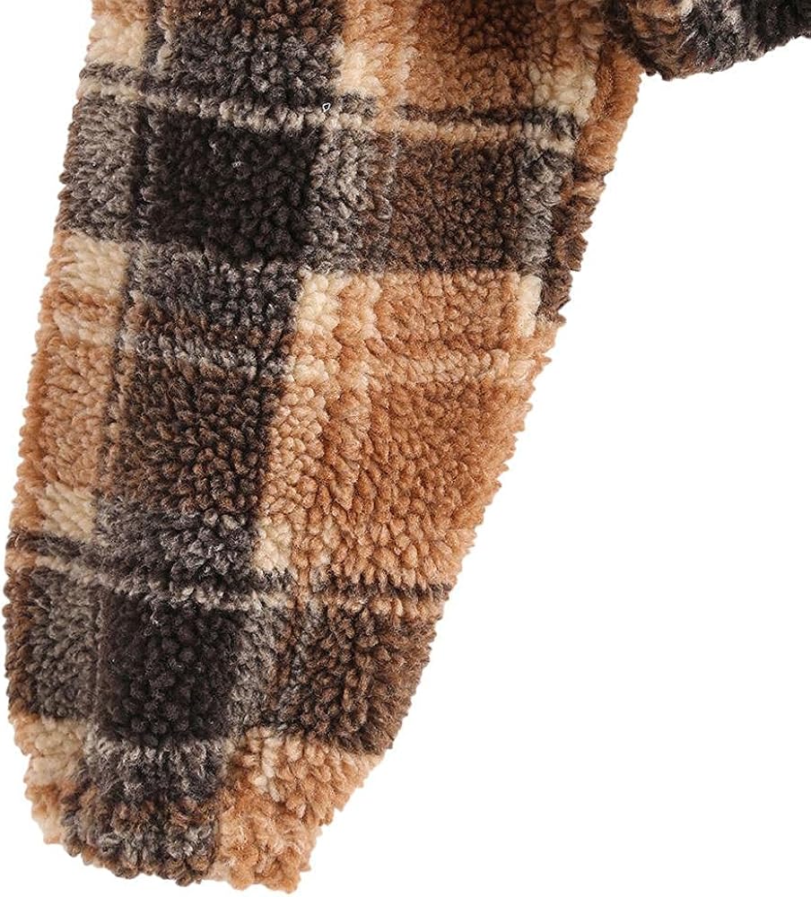 ZAFUL Women‘s Sweatshirt Plaid Crop Faux Fur Sweatshirt at  Women’s Clothing store