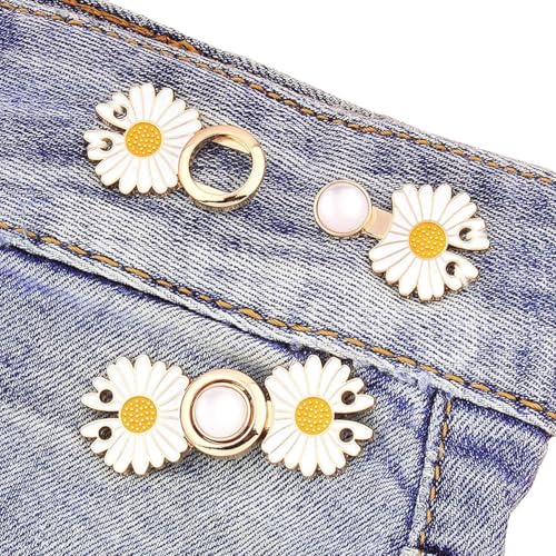 Image of 2pcs Adjustable Waist Buckle for Loose Jeans Pants Pearl Detachable Instant Button Pins Tightener Fit Skirt Robe Tightening Extender Skirts Jean Teddy Clips
