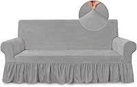 Vista 1 de NICEEC Funda de Sofá Súper Suave de 1 Pieza Gris Claro Funda Deslizable para Sofás Elástica Universal de Spandex Fundas de Sofá para Sala de Estar