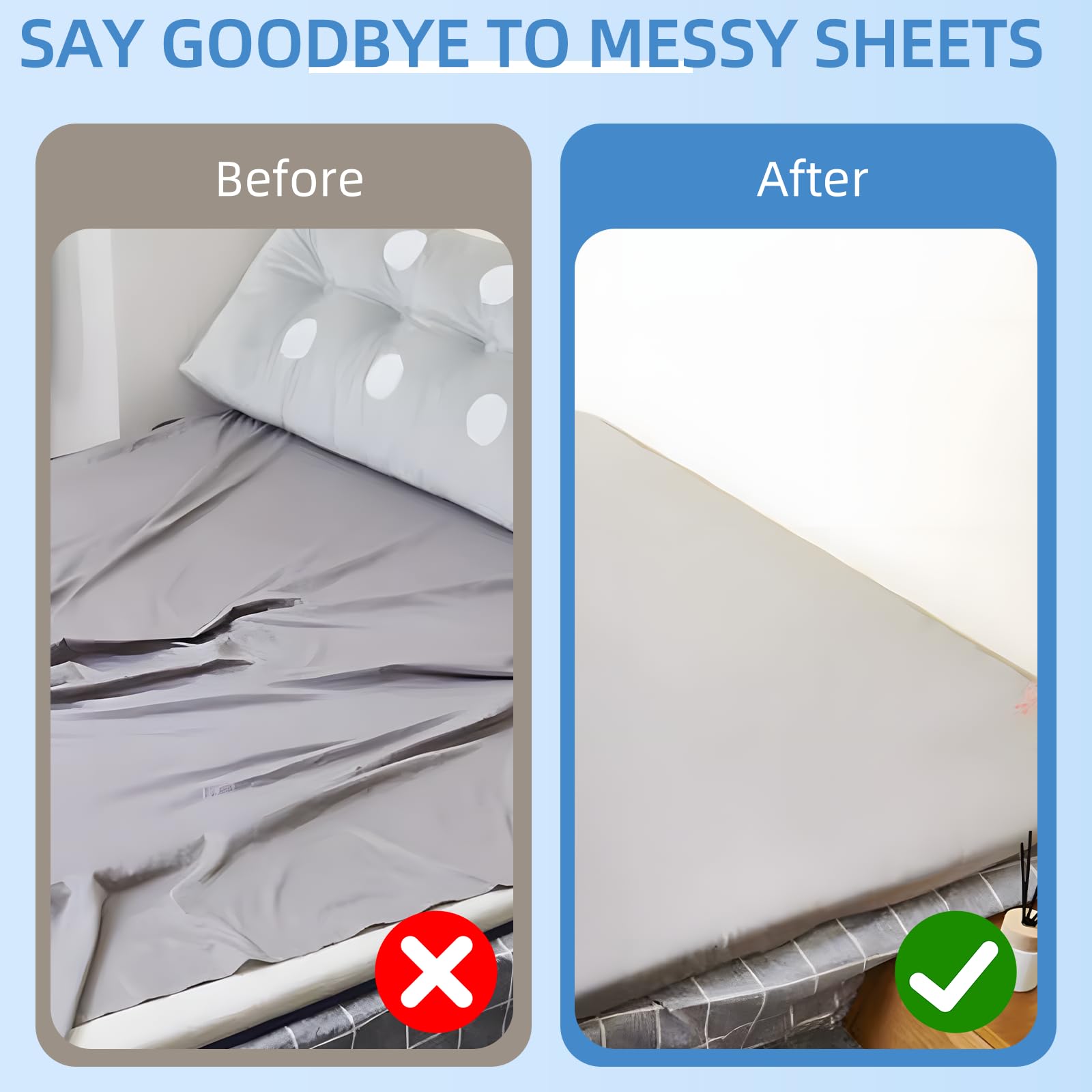 QILUCKY 2 Pcs Black Bed Sheet Clips,Crisscross Fitted Sheet Straps for Bedding,Adjustable Bed Sheet Straps,Mattress Sheet Clips Straps,Sheet Holders Straps for Bedding - Image 3