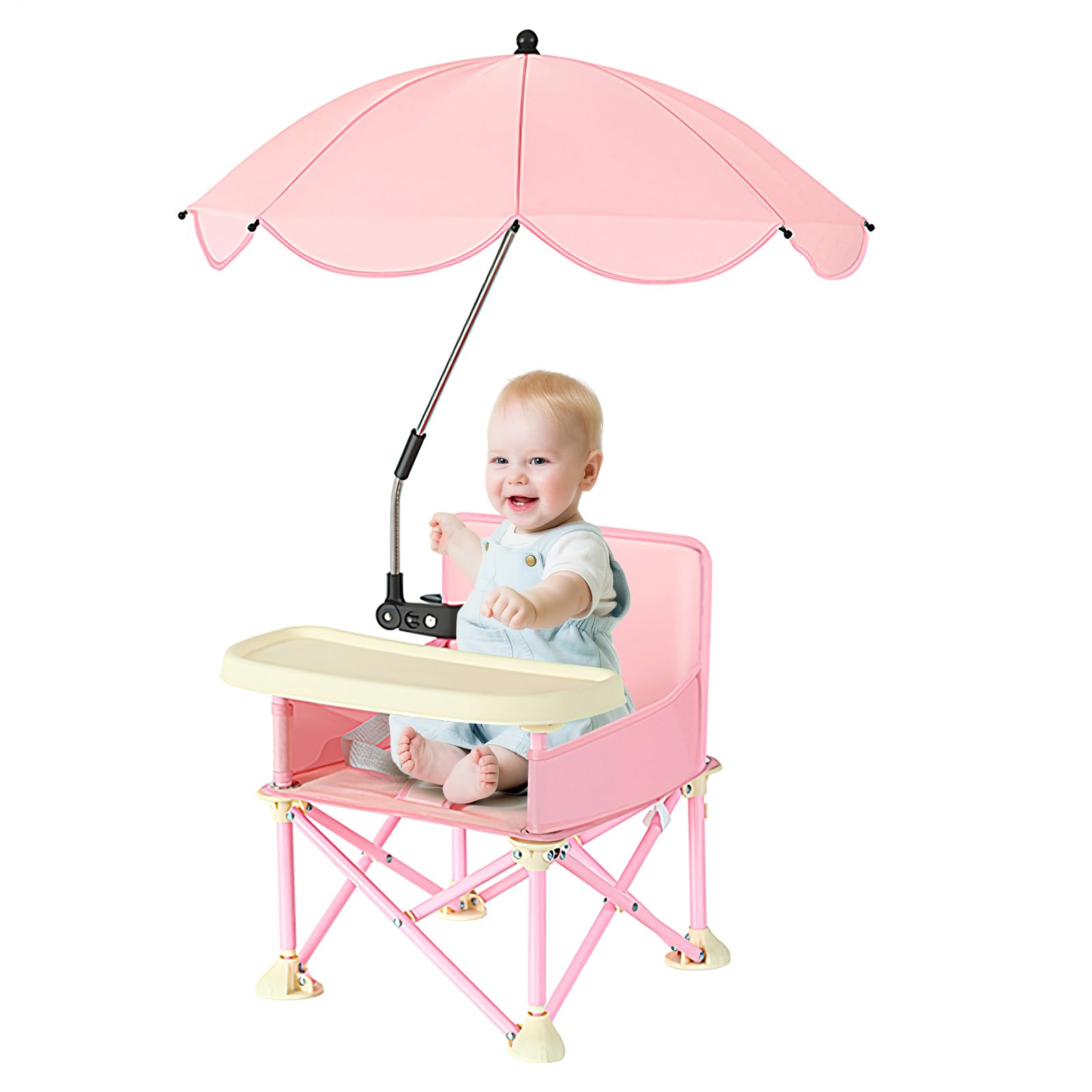 Mesa Plegable Pappa Pappa, Asiento de Comedor con Bandeja extraíble y | Paraguas portátil, Trona de Viaje con Cierre Compacto, Ideal para Comer, Camping, Playas