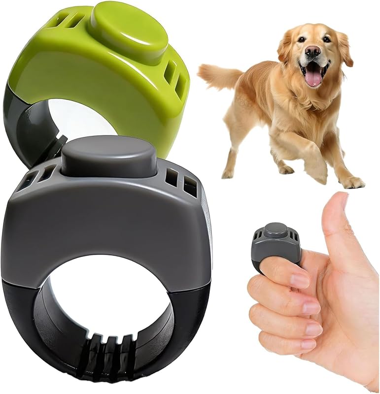 El juego de clicker de anillo de dedo de fácil clic incluye 2 tamaños grande y pequeño, entrenador de clicker para perros, adecuado para perros, gatos, caballos, lo que permite un entrenamiento versátil efectivo (2 piezas gris + verde)