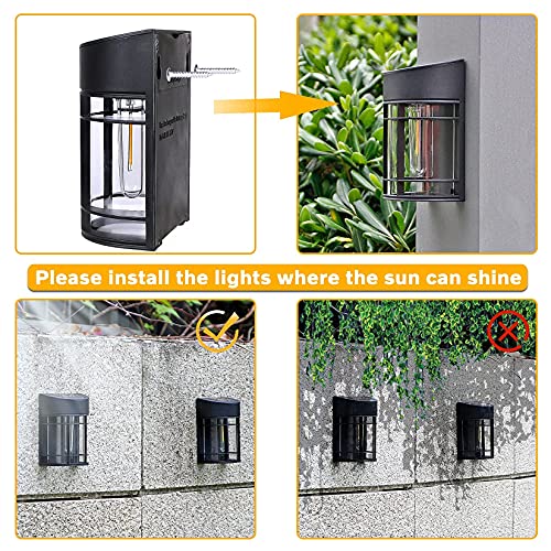 Mancra Solar Wall Fence Lights Outdoor, 6 Pack Led Tungsten Filament Bulb Deck Lights Waterproof Patio Decor For Outdoor Porch Backyard Yard Garden, 3000K #TOP4