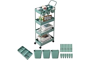 danpinera 4 Tier Rolling Craft Cart with Removable Hanging Cups Mobile Utility...