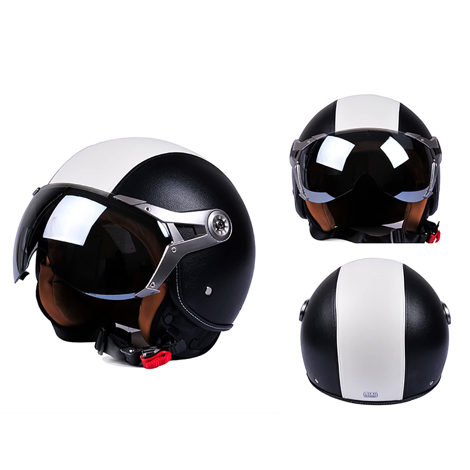 JATIBOSH Medio Casco Retro Tratamiento De Fortalecimiento, Antiarañazos Motocicleta Casco, Lentes Chapadas En Plata Clara De Primera Calidad Jet Ciclomotor Abierto Cascos, Certificación ECE