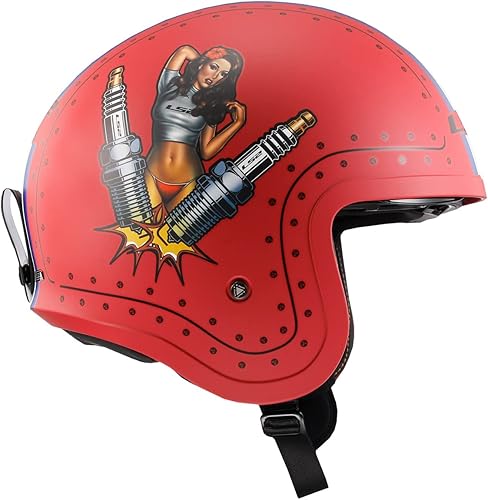 Miniatura 9 de Casco de moto de cara abierta Spitfire de LS2 Primer Rojo,Mate negro,Negro brillante/Escamas doradas,Bandera negra,Zarzaparrilla,Rojo mate,Rosa