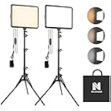 2-Pack Photography Lighting Kit, NiceVeedi 22W LED Video Light Kit, 2900-7000K Dimmable Studio Light with Tripod Stand, 73