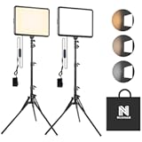2-Pack Photography Lighting Kit&comma; NiceVeedi 25W LED Video Light Kit&comma; 2900-7000K Dimmable Studio Light with Tripod Stand&comma; 73" Stream Light for Video Recording