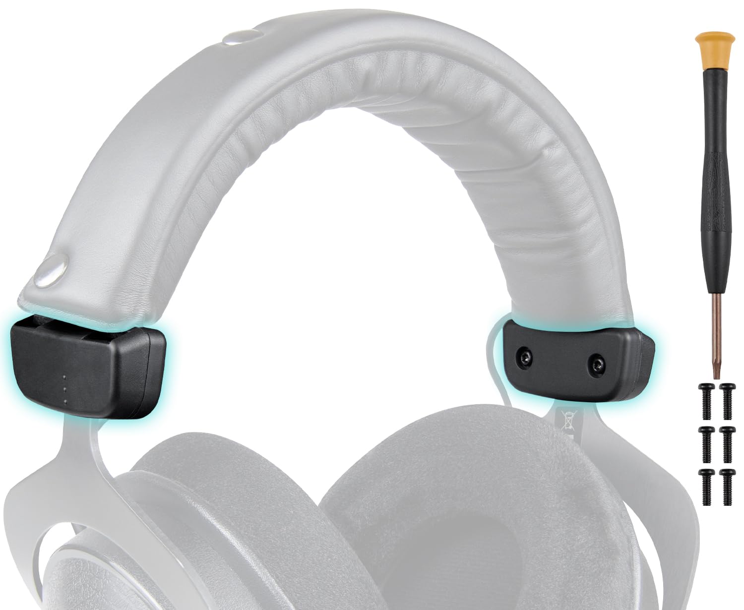 SOULWIT Headband Side Cover Slider for Beyerdynamic DT 770/DT880/DT990 Pro, DT770/DT880 Pro HT, DT790/DT797, HS200 Dyn/Rotor/Trend Headphones, End Caps Replacement Repair Kit Accessories - Black-image-3
