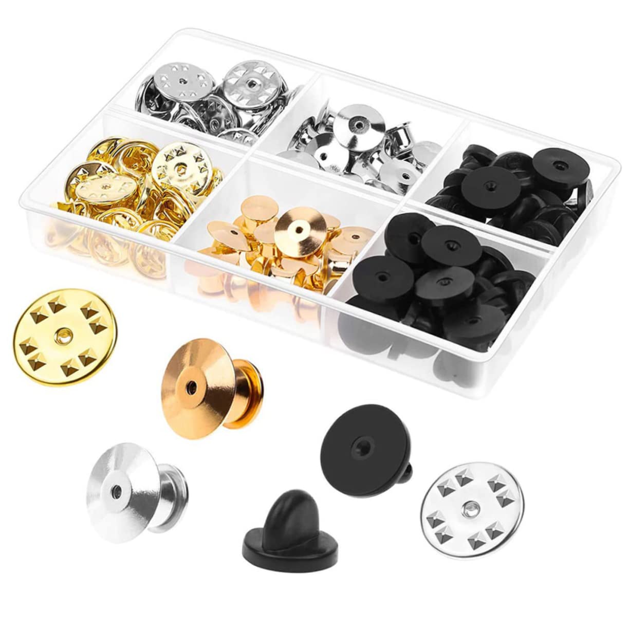 NUOBESTY 252piezas Pin Back Keepers Goma Repuestos Multifuncionales Para Broches Alfileres De Solapa y Joyería