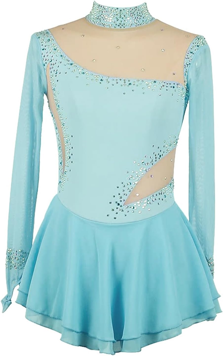 Figure Skating Dresses for Girls, Adorned with Shiny Rhinestones, Ideal for Ice Skating Competitions and Performances